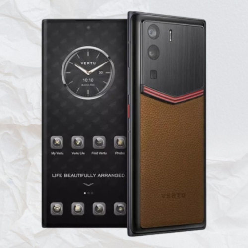 VERTU METAVERTU ENAMELED CALF LEATHER BROWN 5G WEB3 PHONE